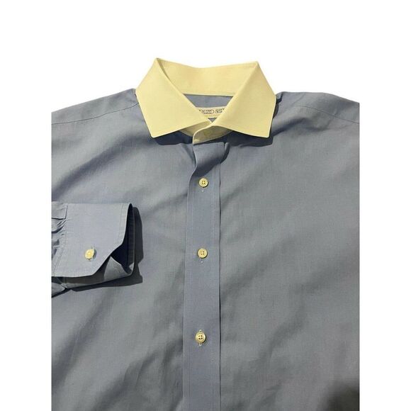 INDIVIDUALIZED‎ SHIRTS Dress Shirt Blue White Contrast Spread Collar Size 15.5 - Picture 7 of 11